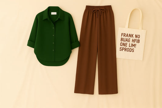 BOTTLE GREEN BUTTON DOWN SHIRT WITH BROWN FLAPPER