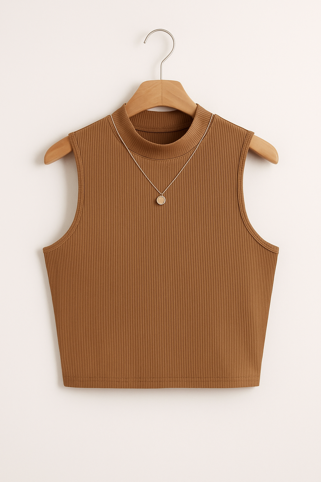 RIB KNIT BROWN TANK TOP