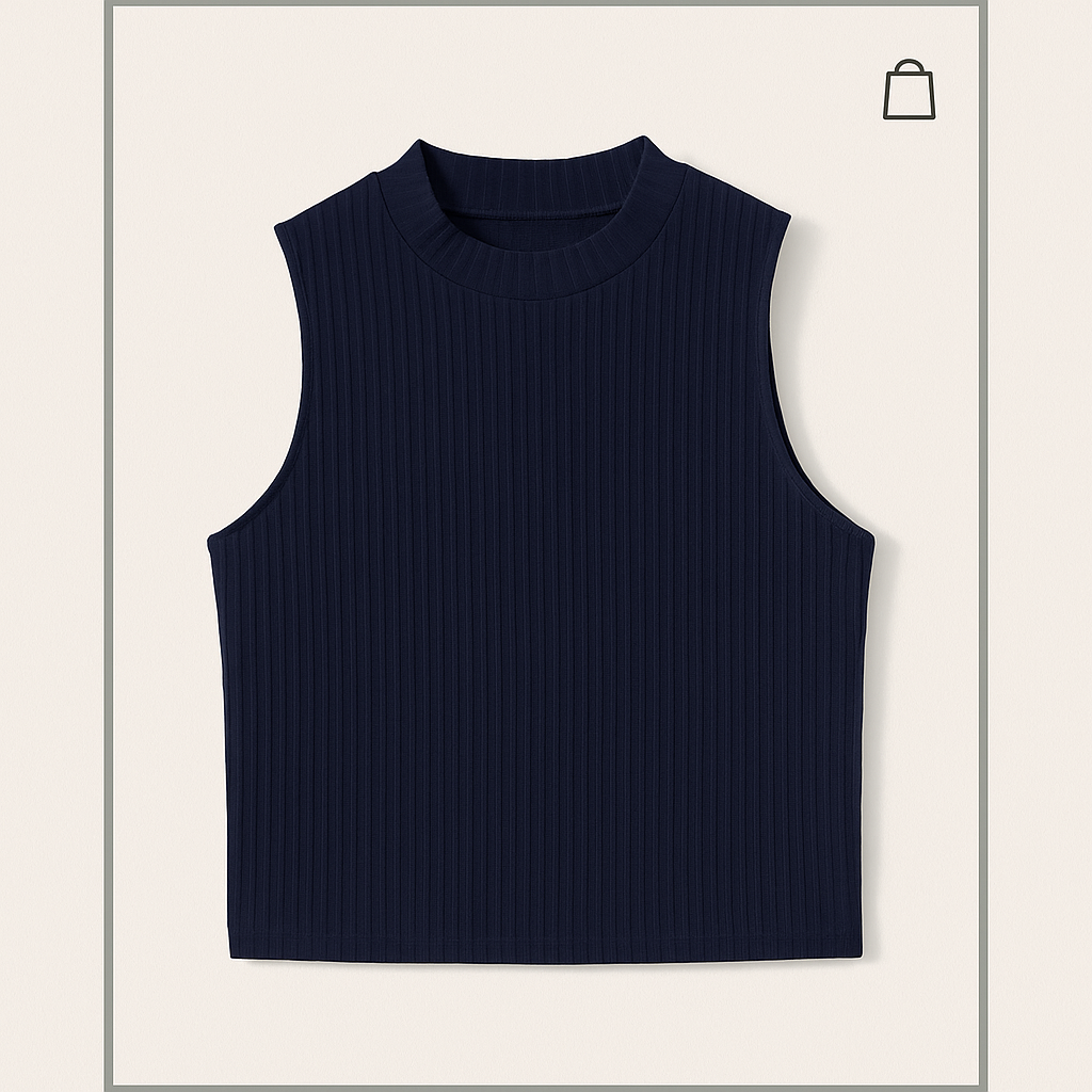 NAVY BLUE RIB KNIT TANK TOP