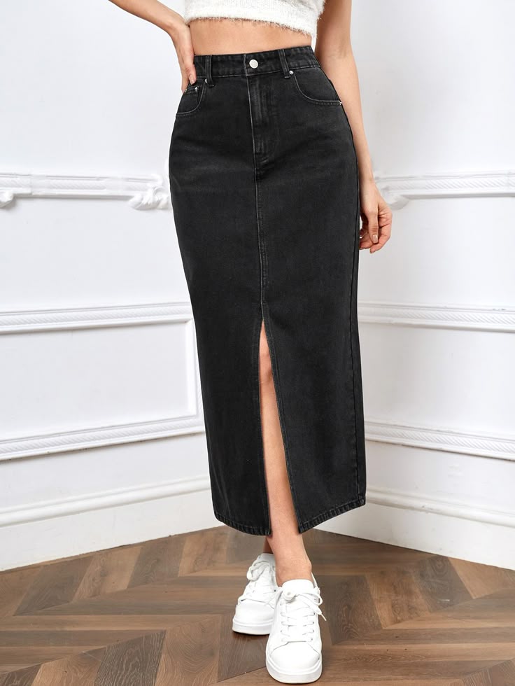 Black Denim Skirt