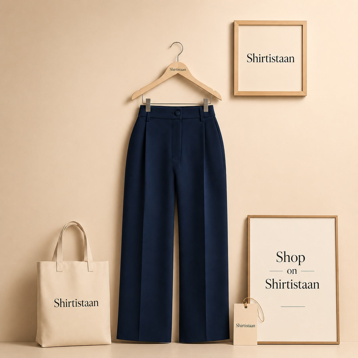 Navy Blue Formal Pant Wide Leg