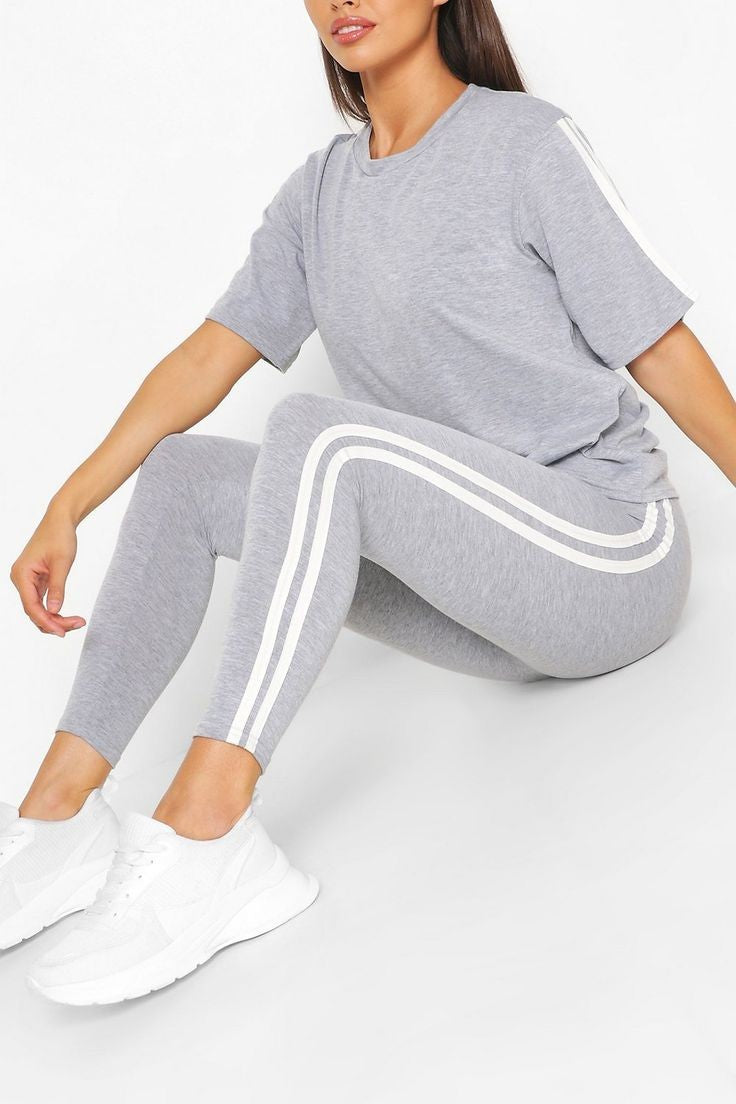 GREY WHITE SIDE LINE TRACKSUIT