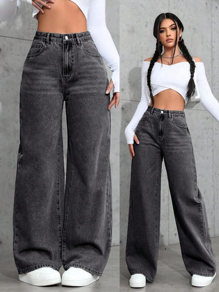 Malaysia Black Wide Leg Jeans