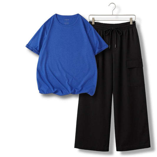 ROYAL BLUE TSHIRT WITH BLACK CARGO TROUSER