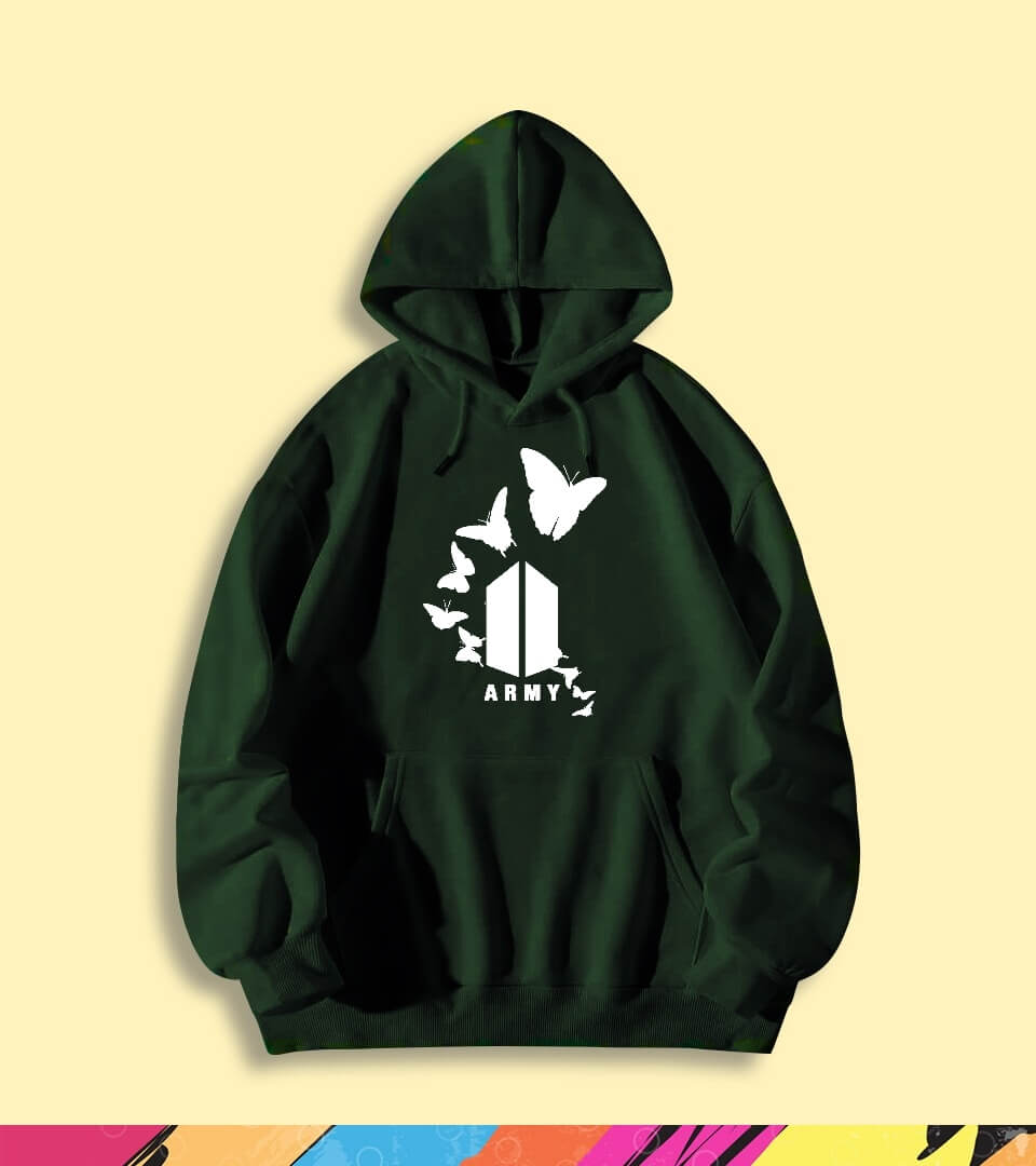 BOTTLE GREEN HOOD BTS BUTTERFLY
