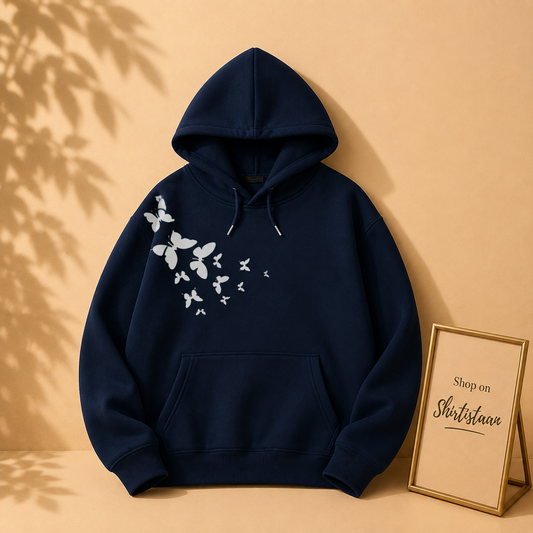 NAVY BLUE HOOD SHOULDER FLOWER