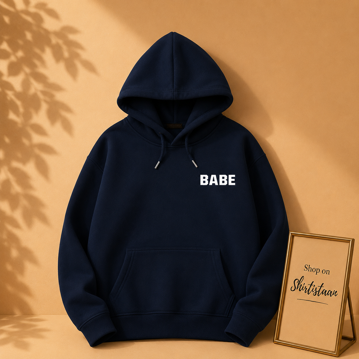 NAVY BLUE HOOD BABE ON POCKET