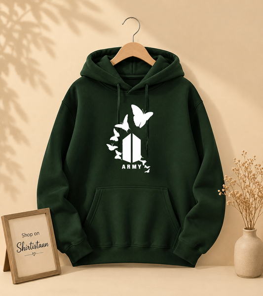 BOTTLE GREEN HOOD BTS BUTTERFLY