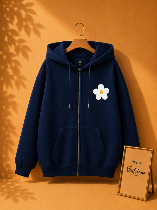 NAVY BLUE ZIPPER HOOD POCKET BASIC SUNFLOWER