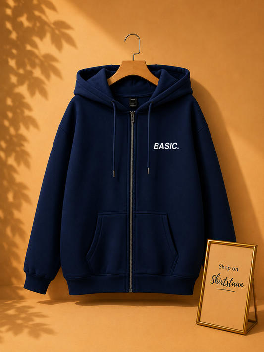 NAVY BLUE ZIPPER HOOD POCKET BASIC