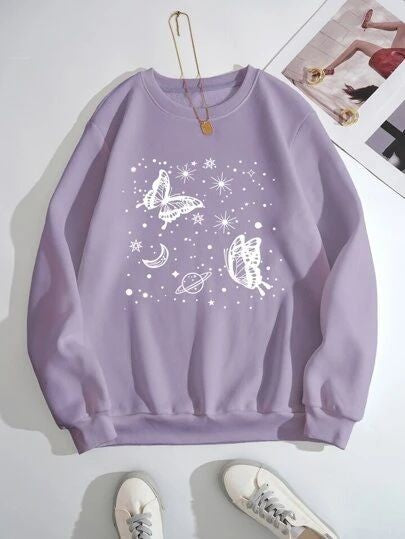 GALAXY BUTTERFLY SWEATSHIRT LILAC