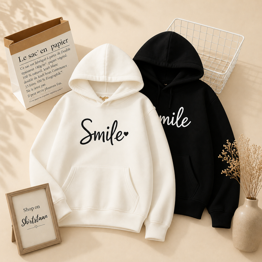 PACK OF TWO HOOD (WHITE AND BLACK) SMILE HEART