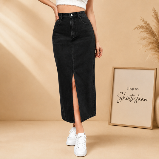 Black Denim Skirt