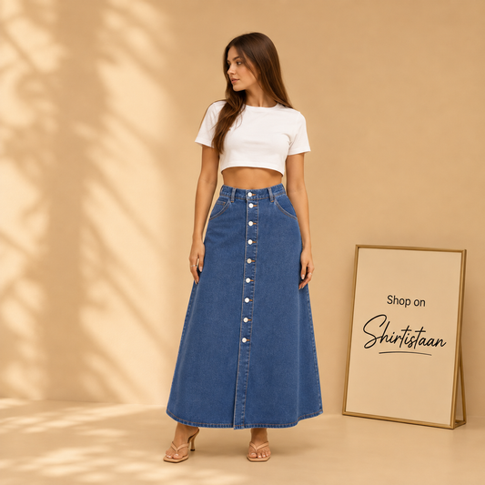 Mid Blue Denim Skirt