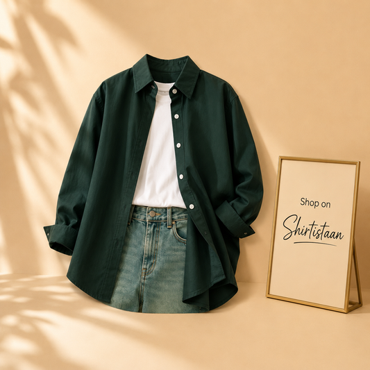 BOTTLE GREEN BUTTON DOWN SHIRT