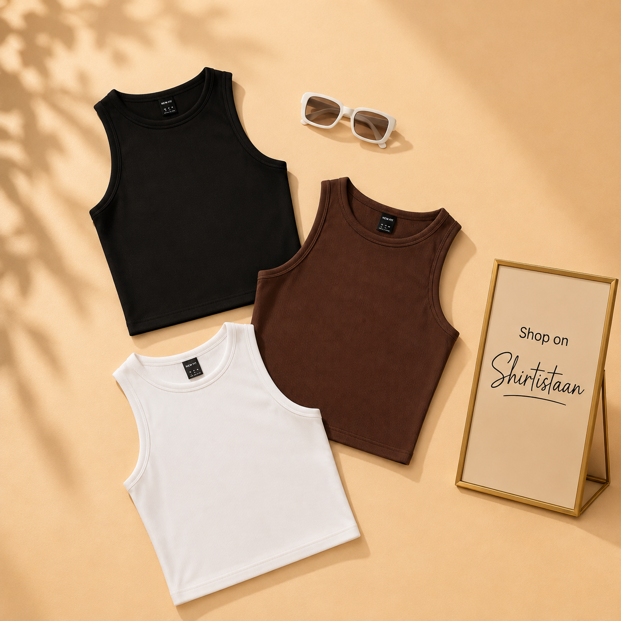 RIB KNIT TANKTOP (BLACK, WHITE AND BROWN)