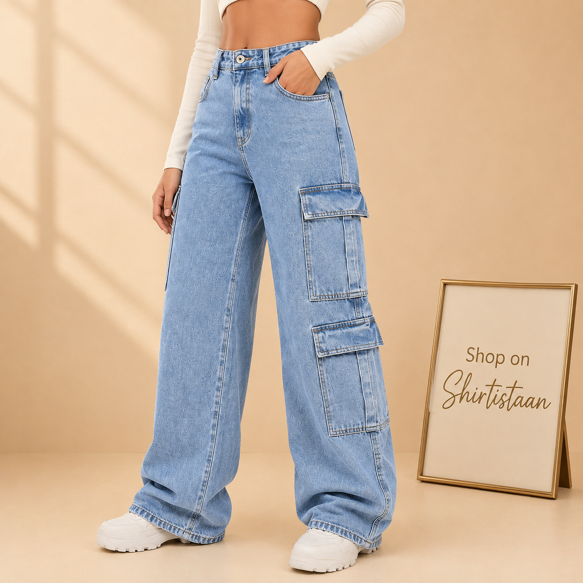 ICE BLUE CARGO JEANS