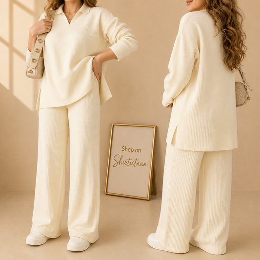 V-MATCHING DUO SET (OFF-WHITE COLOUR)