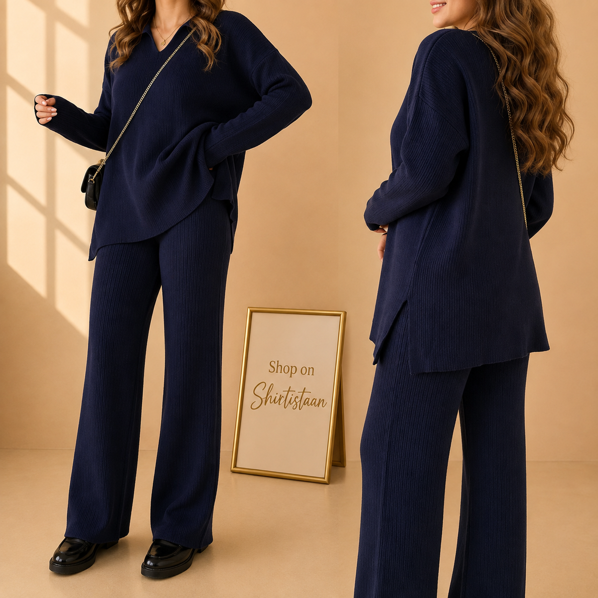 V-MATCHING DUO SET (NAVY BLUE COLOUR)