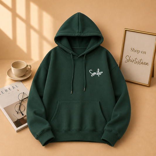 BOTTLE GREEN HOOD SMILE HEART ON POCKET