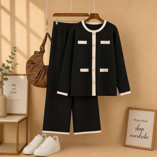 BLACK BUTTON TRACKSUIT