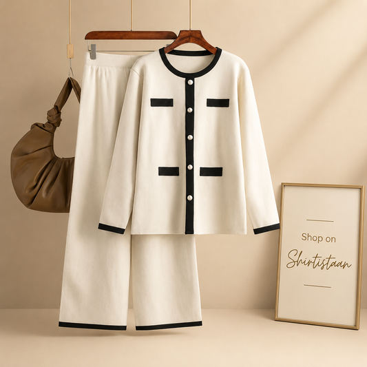 WHITE BUTTON TRACKSUIT