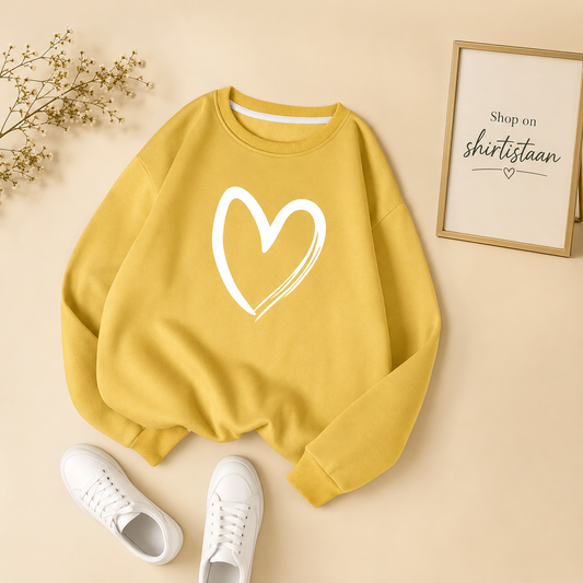 YELLOW SWEATSHIRT SHREDDED HEART (white)