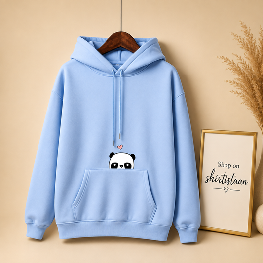 SKY BLUE HOOD SIDE PANDA UP ON POCKET