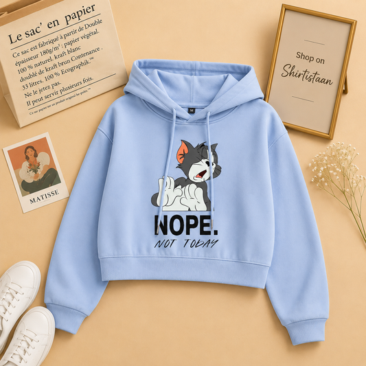 SKY BLUE CROP HOOD NOPE NOT TODAY