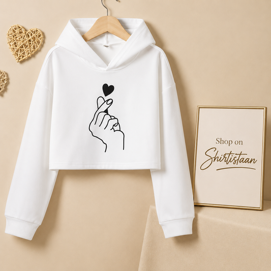 WHITE CROP HOOD LOVE CHARM
