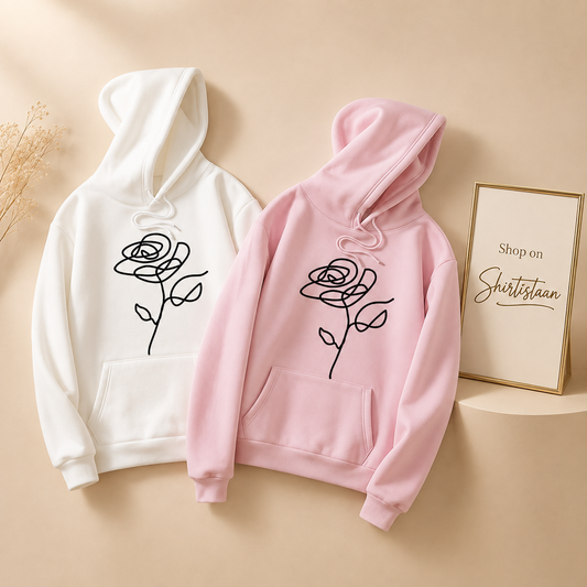 PACK OF 2 HOODS (WHITE AND PINK) BLACK FLOWER