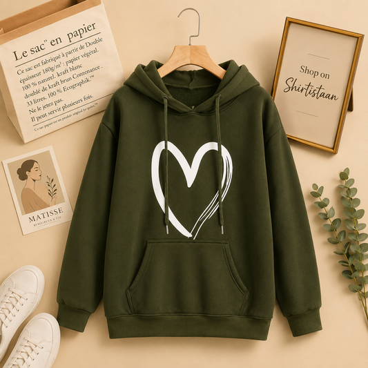 OLIVE GREEN HOOD SHREDDED HEART