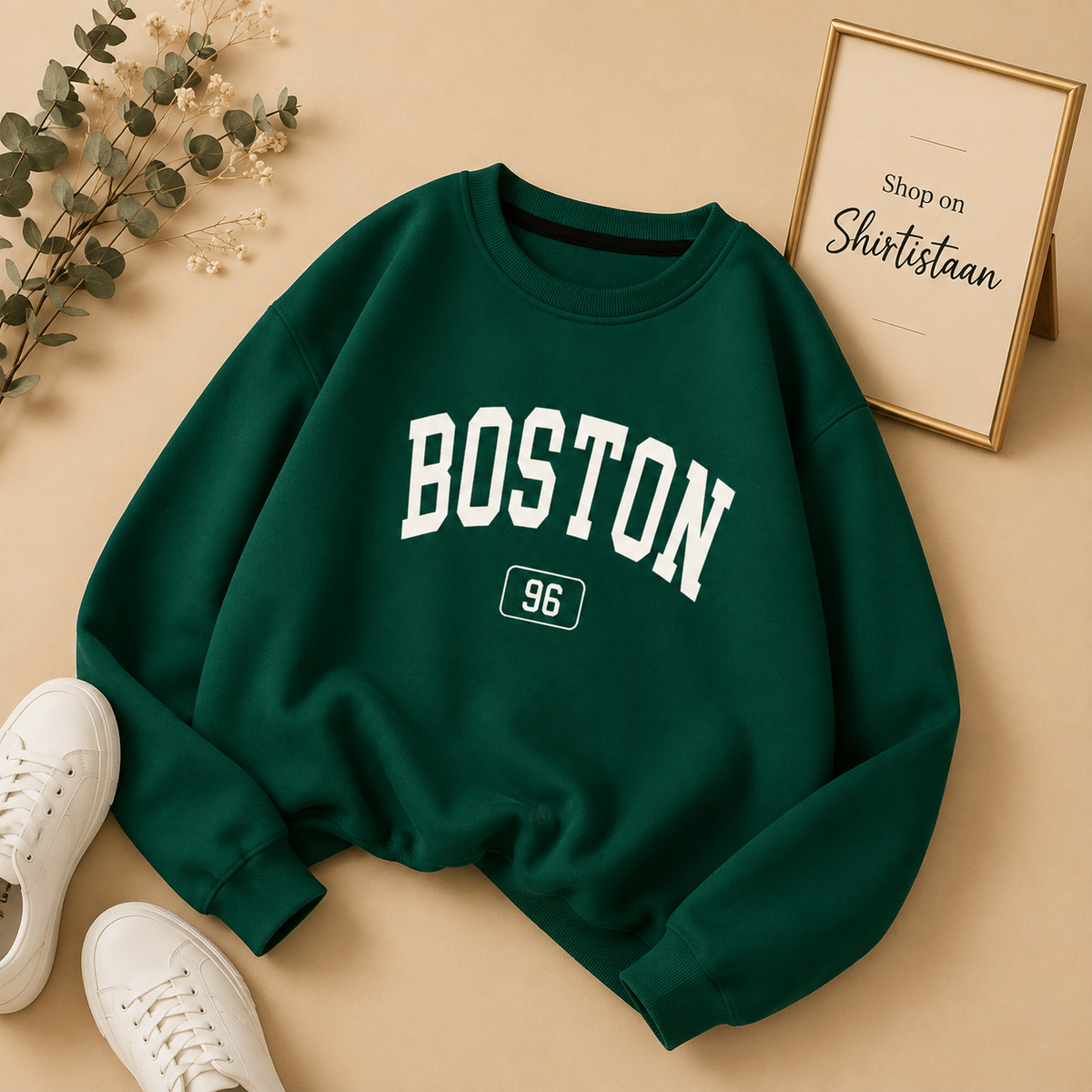 BOTTLE GREEN SWEATSHIRT BOSTON