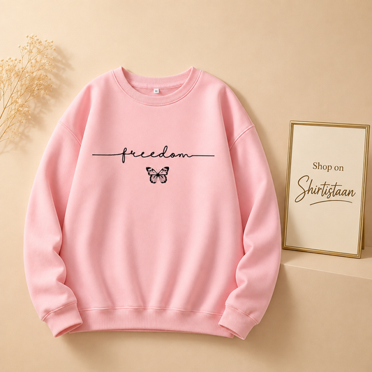 PINK SWEATSHIRT FREEDOM BUTTERFLY