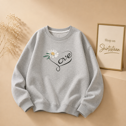 GREY SWEATSHIRT LOVE SUNFLOWER