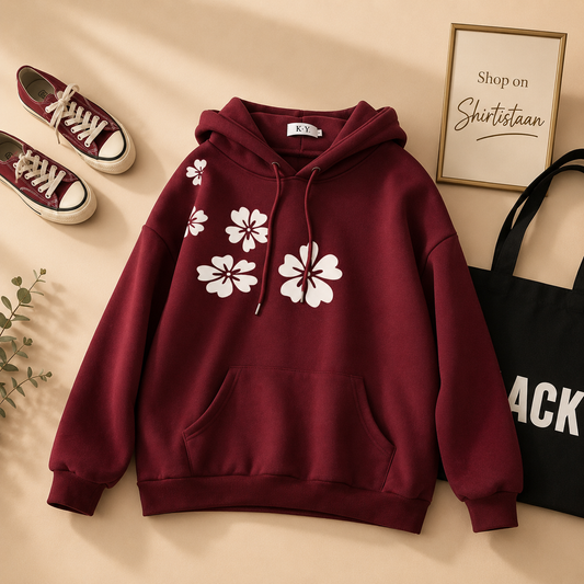MAROON HOOD SHOULDER FLOWER