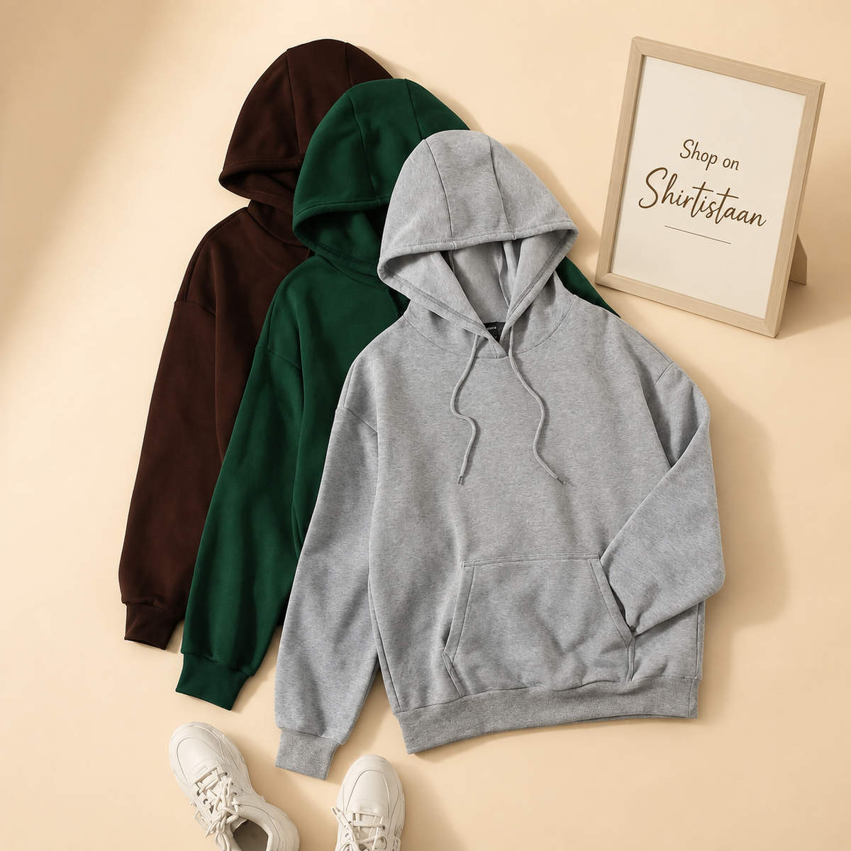 PACK OF 3 HOODS (GREY, BOTTLE GREEN AND BROWN)