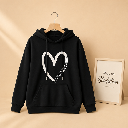 BLACK HOODIE SHREDDED HEART