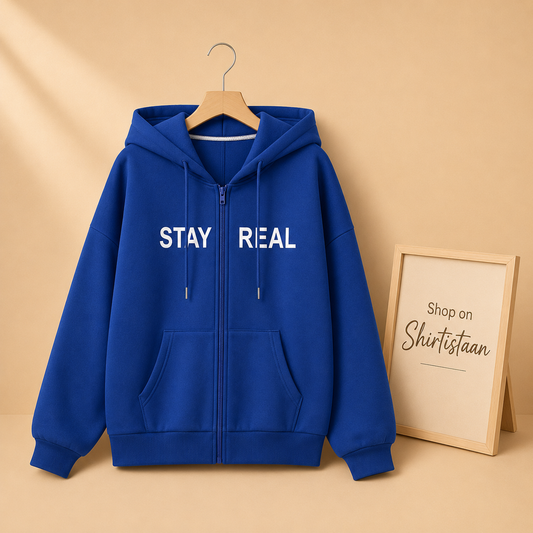 ROYAL BLUE ZIPPER HOOD STAY REAL