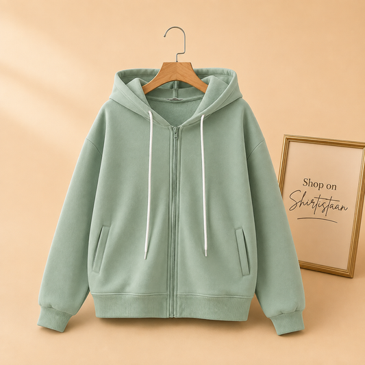 SEA GREEN ZIPPER HOOD