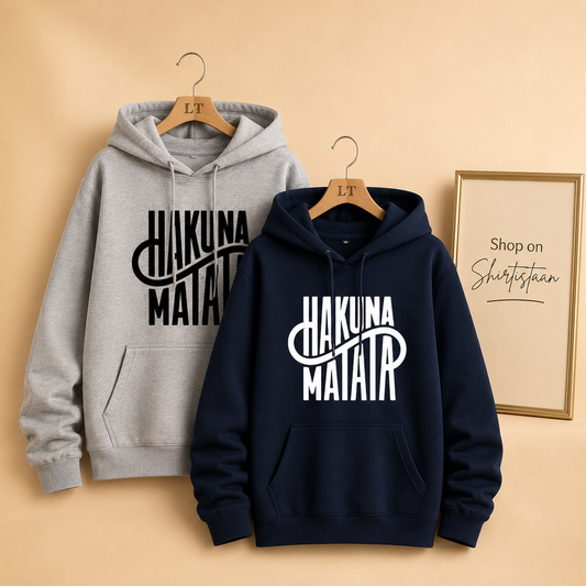 PAIR OF TWO HAKUNA MATATA HOODS (GREY AND NAVY BLUE)