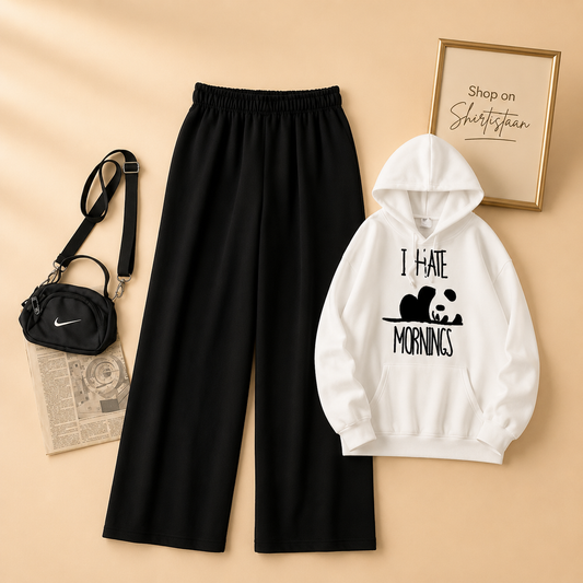 WHITE HOOD I HATE MORNING WITH BLACK FLAPPER