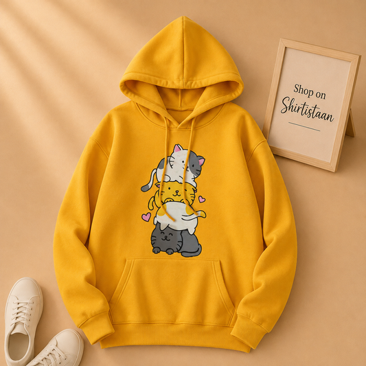 YELLOW HOOD CAT OVER CAT