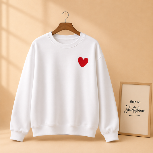 RER HEART ON POCKET WHITE SWEATSHIRT