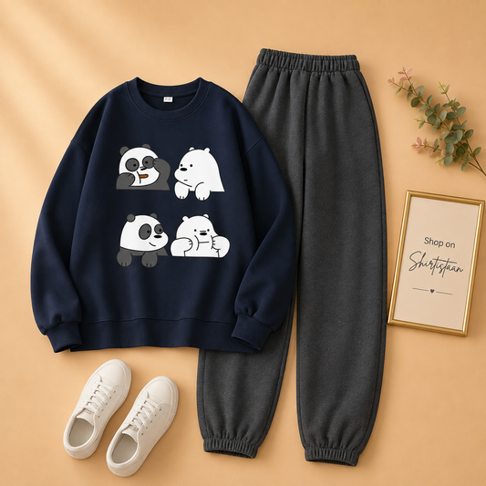 NAVY BLUE 4 BEAR SWEATSHIRT WITH CHARCOAL TROUSER