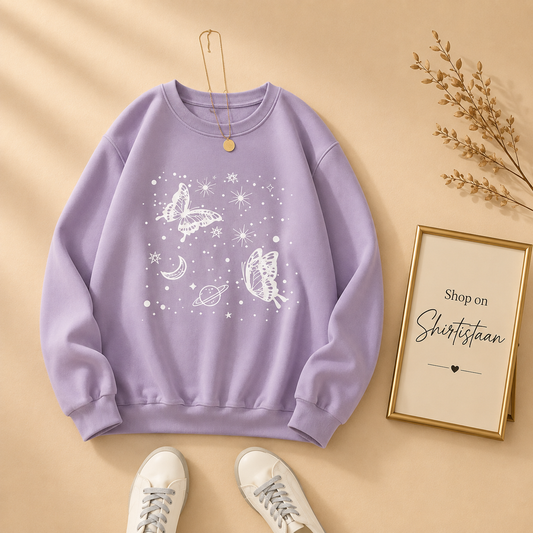 GALAXY BUTTERFLY SWEATSHIRT LILAC