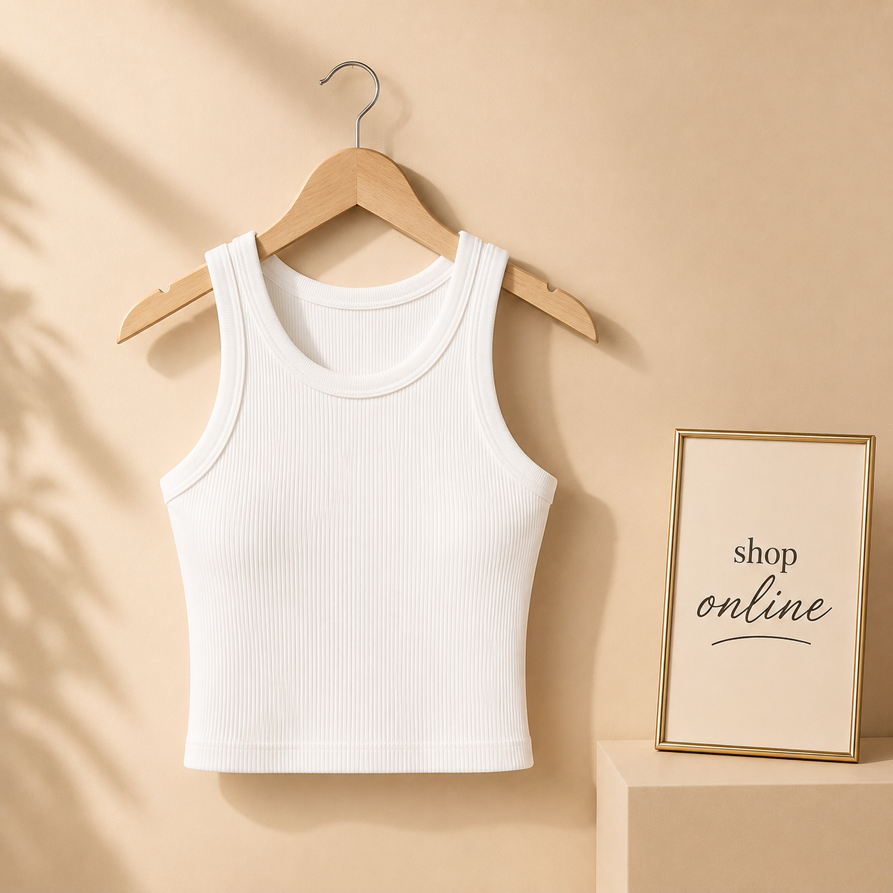 WHITE RIB KNIT TANK TOP