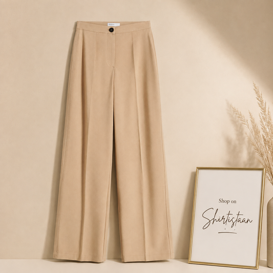 BEIGE FORMAL PANT WIDE LEG