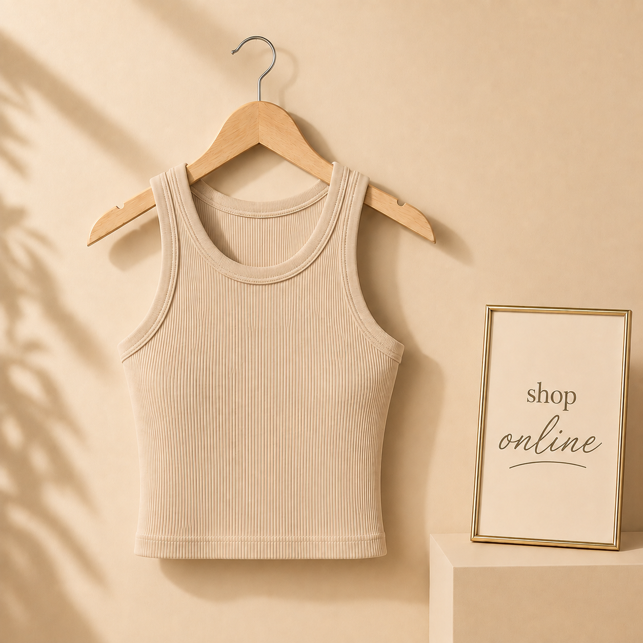 SKIN COLOR RIB KNIT TANK TOP