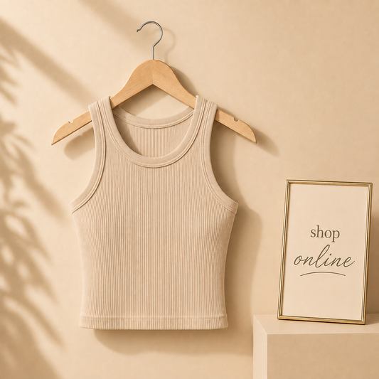 SKIN COLOR RIB KNIT TANK TOP